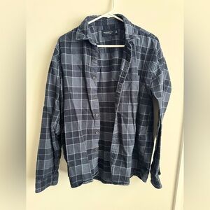 Abercrombie & Fitch Navy and Gray Plaid Flannel Shirt